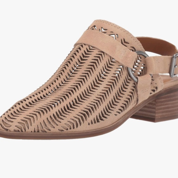 NEW Lucky Brand Kaedey Slingback Harness Block Heel Bootie Clog Suede Stone 8.5 - Picture 5 of 5